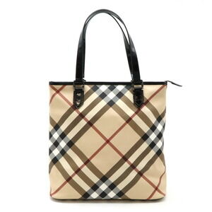 BURBERRY House Check Tote Shoulder Bag Vernis Beige Black